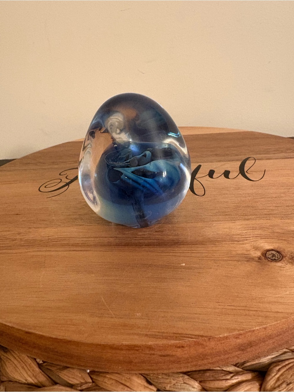 Blue Glass Art Paperweight